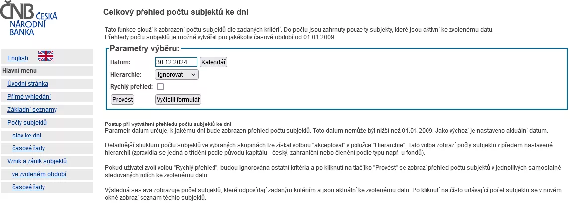 ČNB zjištění licence krok 2